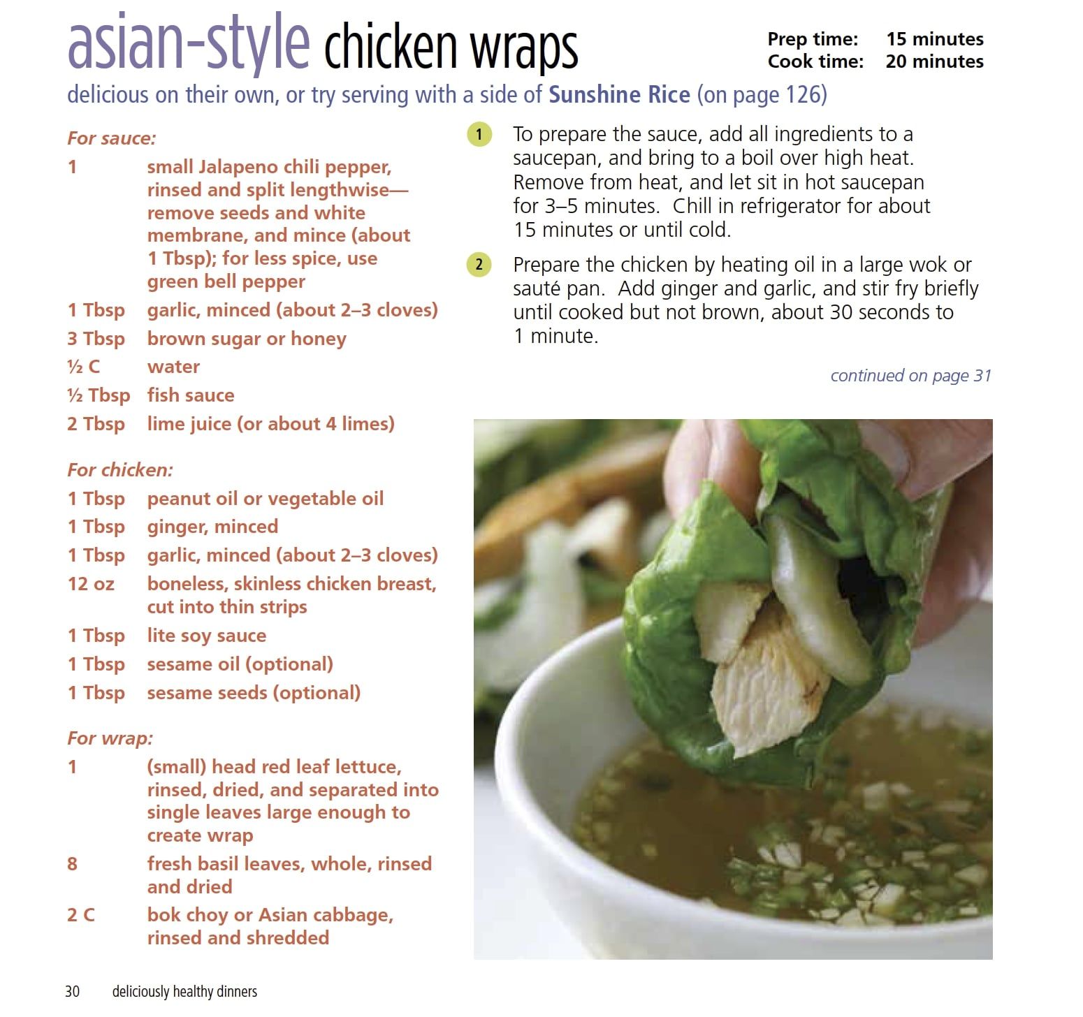 Recipe - Asian style chicken wraps.