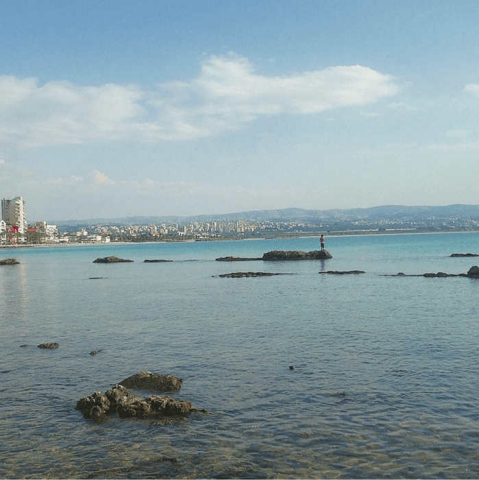 Ocean waters covering the City of Tyre in current day.