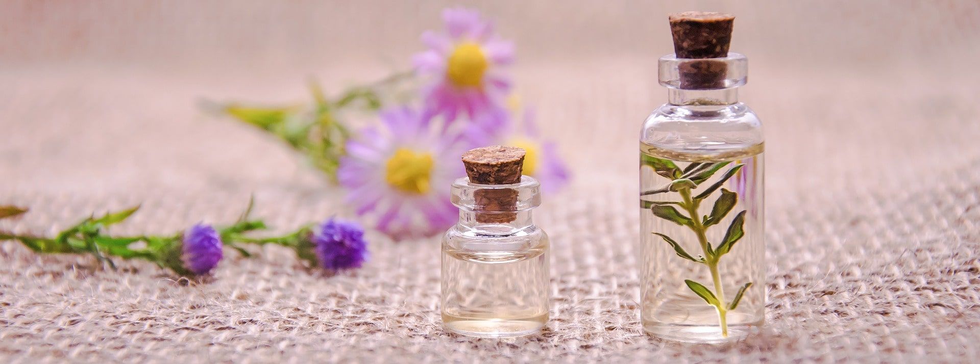 Bottles of essential oils.