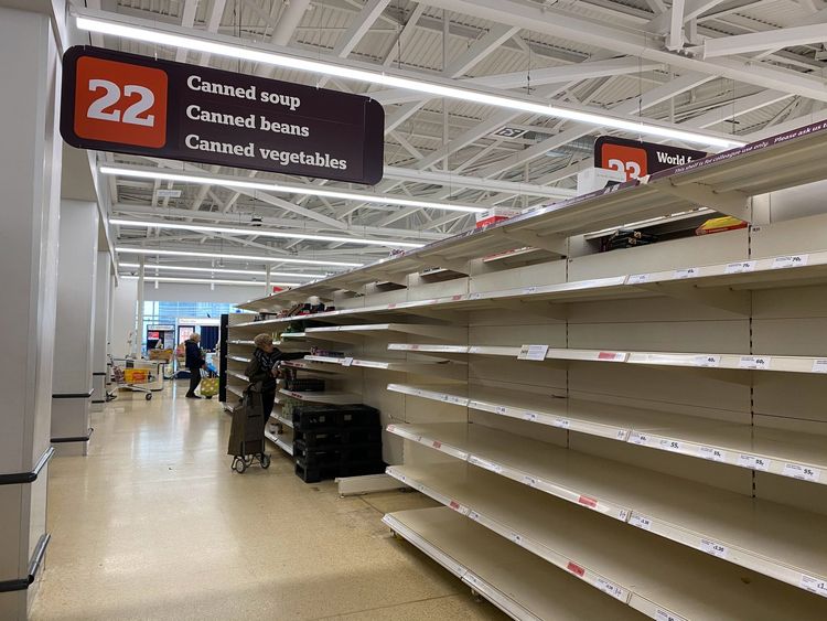 Empty shelves at the store.